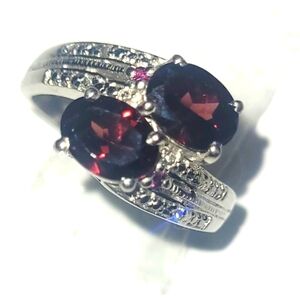 Ring 2 1ct Red Spinel Sterling Silver sz 9 Estate Cocktail Vintage